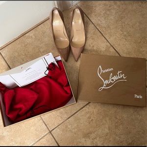 Christian Louboutin “So Kate” patent stilettos in Nude